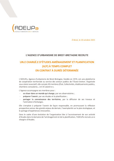 Chargée d'études aménagement et planification (CDD)