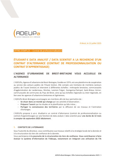 Alternance : Étudiant·e data analyst / data scientist