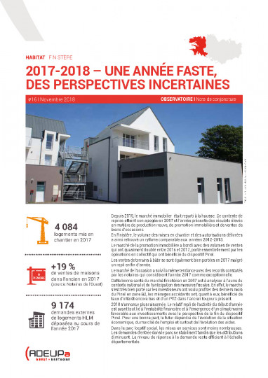 2017-2018 : une année faste, des perspectives incertaines pour l'habitat en Finistère 