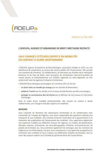 Chargé·e d'études expert·e en mobilités (CDI)