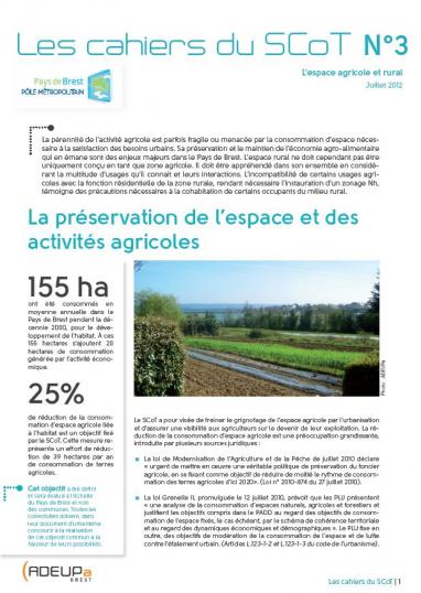 Les Cahiers du SCoT N°3 - L'espace agricole et rural : préservation de l'espace et des activités agricoles