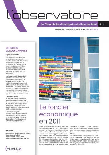 Observatoire de l’immobilier d’entreprise du Pays de Brest N°13 - Le foncier économique en 2011